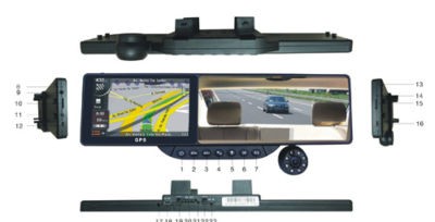 HD 5 GPS Navigation AV in bluetooth Car Rear Mirror DVR Camera 