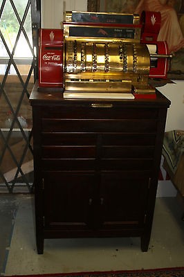 Antique Vintage Brass National Cash Register Large Floor Model Coca 