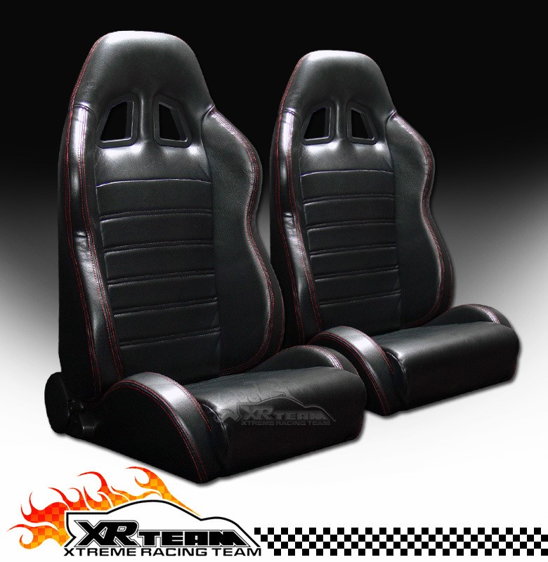   & Red Stitch Racing Bucket Seats+Sliders 30 (Fits Renault Encore