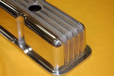   Block Chevy Polished Aluminum Valve Covers Tall Finned 350 383 305