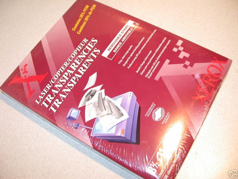 Newly listed 50 XEROX COPIER LASER TRANSPARENCIES 100 COUNT 3R3108