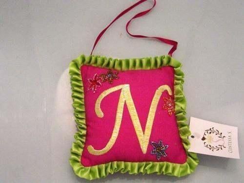NWT Boutique Girl Door Initial Letter N Hanging Pillow Decoration 