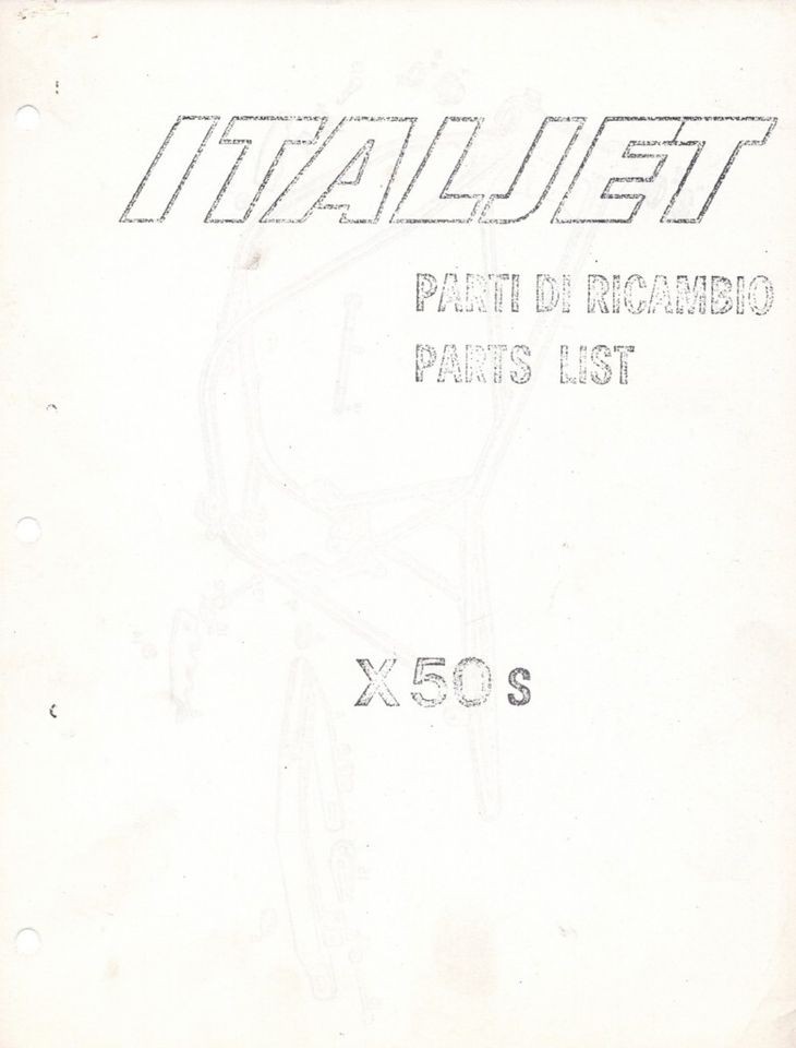 Circa 1976 Italjet X50S mini bike parts book COPY