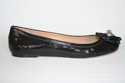 Womens Shoes NIB Coach ABIGAIL A2200 Sequined Ballerina Flats Black