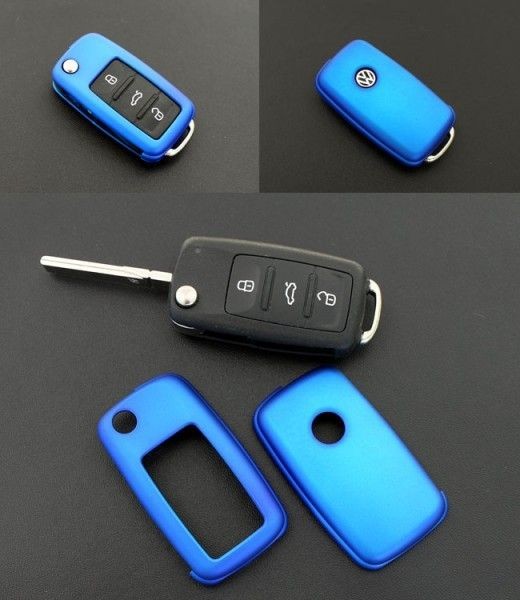 VW SEAT SKODA Remote Flip Key Cover Case Skin Shell Cap Fob Blue 