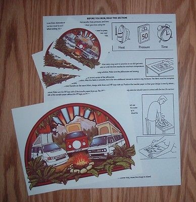 VW VANAGON CAMPER T SHIRT IRON ON TRANSFERS W / INSTRUCTIONS