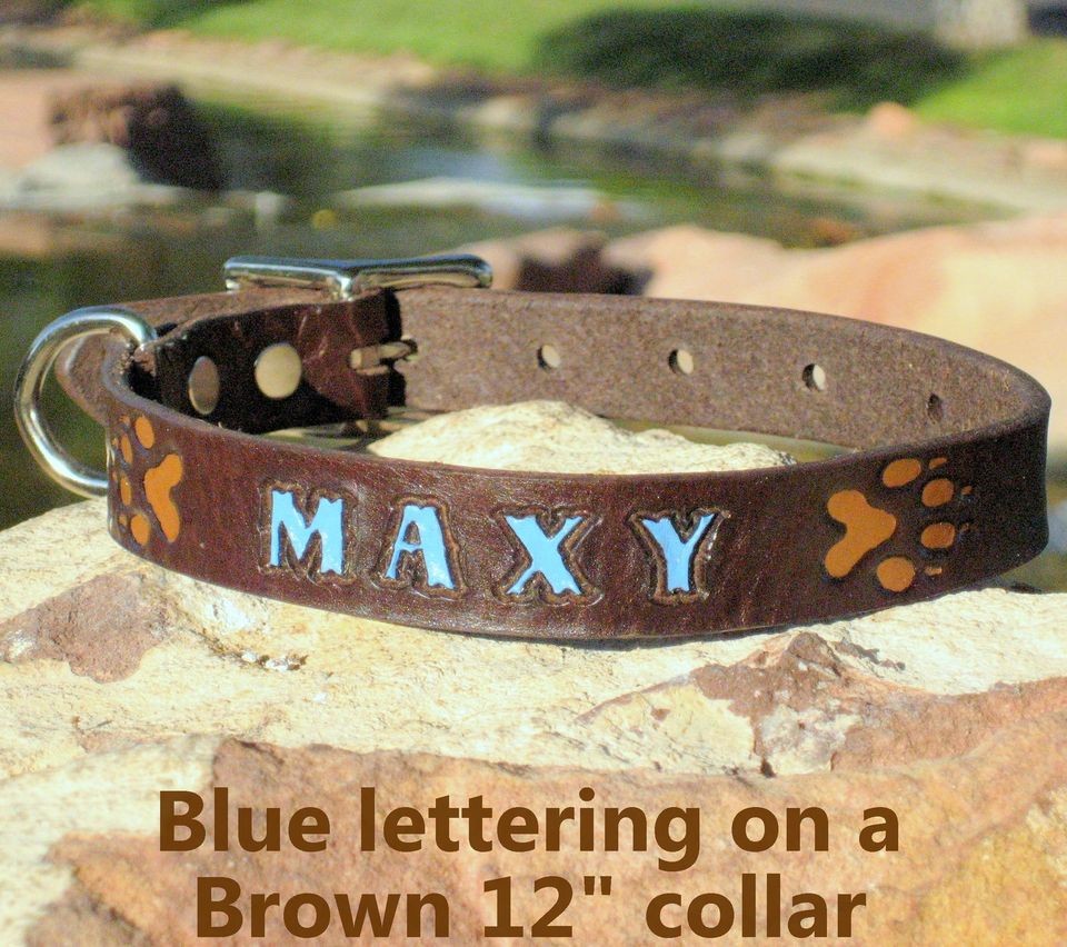 Brown 3/4 Custom Handmade Real Genuine Leather Dog Collar 