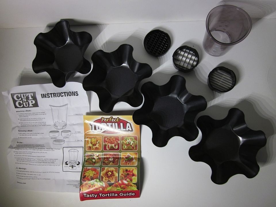   Tortilla Kit baking molds 4 bowl set cut N cup salad As Seen On TV