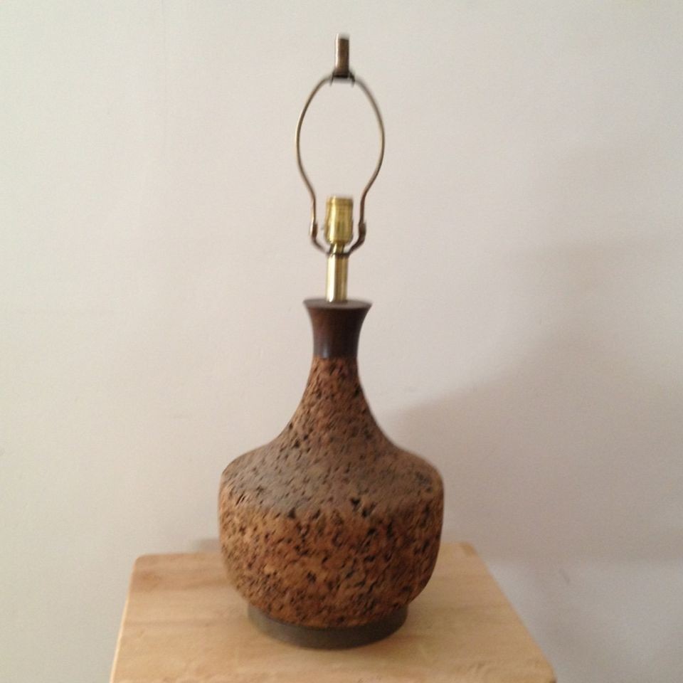 Retro Cork Lamp Table Vintage Modern Design Cool 70 s Look