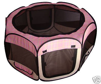 Pink Grid Pet Dog Cat Tent Puppy Playpen Exercise Pen S