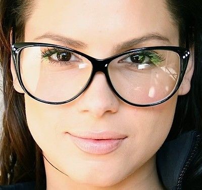   Cat Eye Wayfarer Style Frame & Stones Clear Lenses Womens Eyeglasses