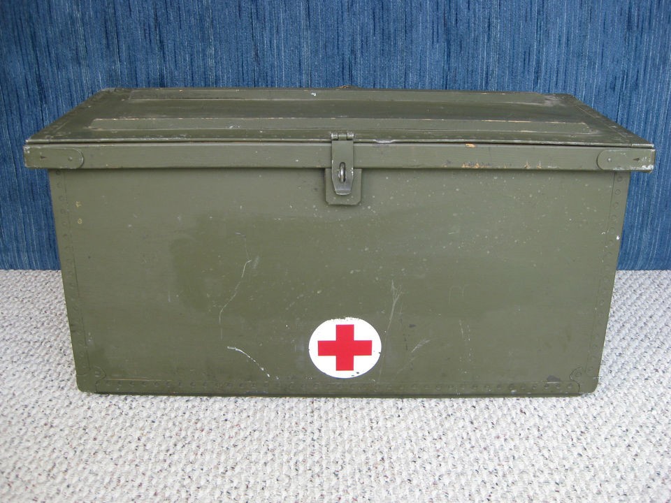 Vintage Military Style Footlocker With Medic Sign On The Front