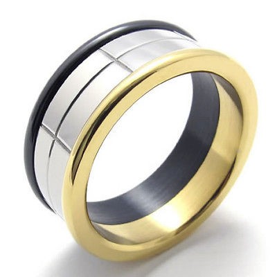 gold stainless steel rings in Mens Jewelry