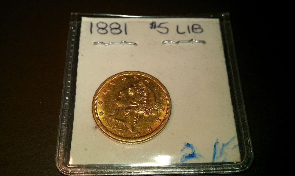 1881 Liberty Head Half Eagle $5 Five Dollar Gold Coin
