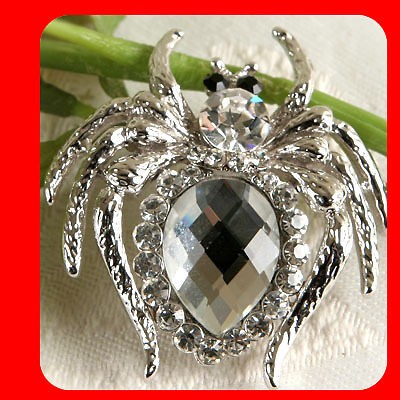  Spider Beautiful Fashion Jewelry Brooch pin Clear Crystal wholesale