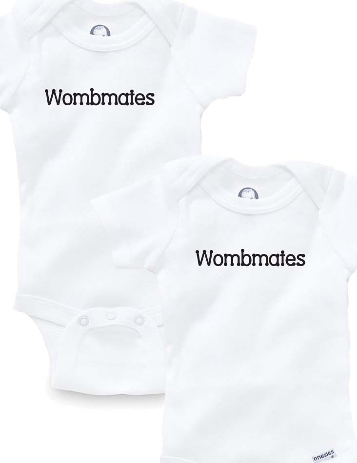 Wombmates Twins Set Of 2 Onesies Baby Clothing Shower Gift Funny Cute