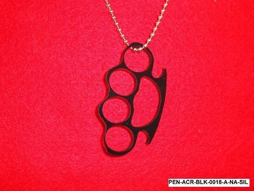 BLK BRASS KNUCKLE BUSTER PENDANT BD CHN NECKLACE PUNK HOT GOTHIC CLUB 