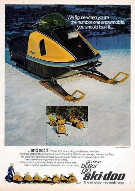 1971 Ski Doo Elan Snowmobile Original Color Ad