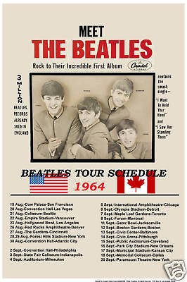 British Invasion The Beatles 1964 USA Tour Poster