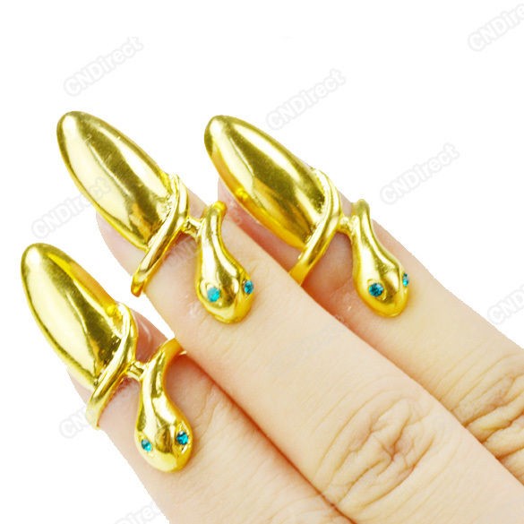   hot sale 3pcs Gold Plated False Nails Snake Jewelry Finger Ring New