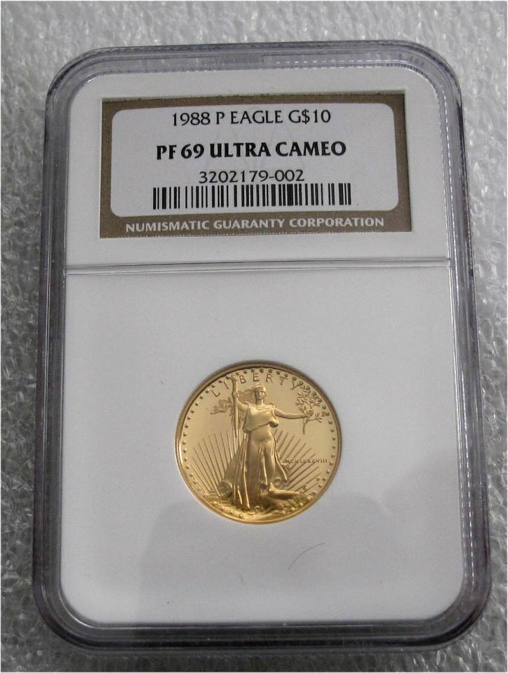 1988 P USA GOLD 10 DOLLARS COIN, 1/4oz EAGLE PF69 NGC ULTRA CAMEO