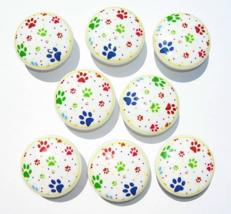 PUPPY DOG PAWS COLORFUL DRESSER DRAWER KNOBS THIS SET IS READY TO 