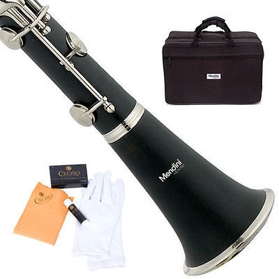 Mendini MCT E Bb Clarinet ~Black Ebonite +11 Reeds+Case+Care Kit