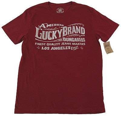 LUCKY BRAND Mens American Dungarees Tee Shirt Dark Red NWT
