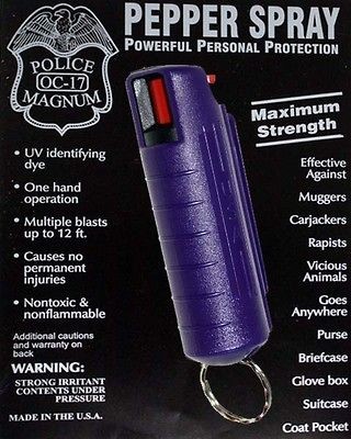   Pepper Spray Police Magnum Keychain Purple OC17 OC 17 Mace Spray