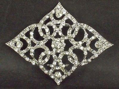 Bridal vintage style crystal sew rhombus Rhinestone brooch pin BU69