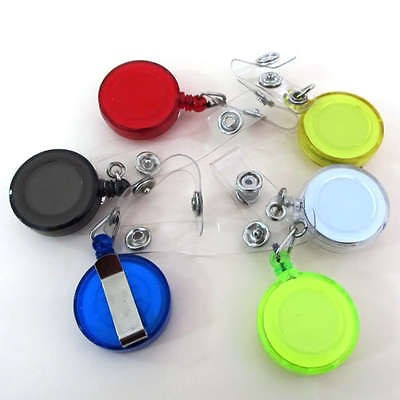 6Pcs Retractable Pull Chain Reel Belt Tag Badge ID Card Clip Holder 