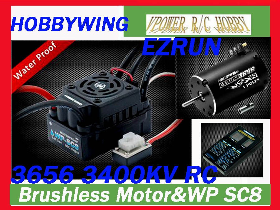   EZRUN 3656 3400KV RC Brushless Motor & WP SC8 120A ESC COMBO SC C1