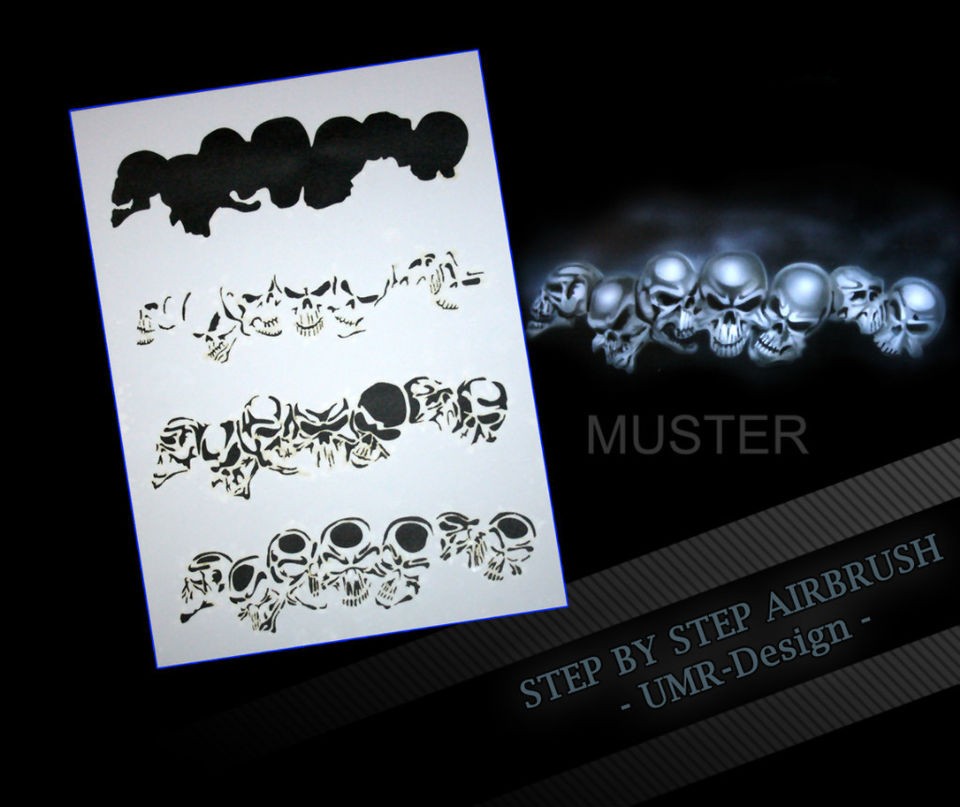 Airbrush Stencil Template 4 Steps AS 065 M Size 5,11 x 3,95