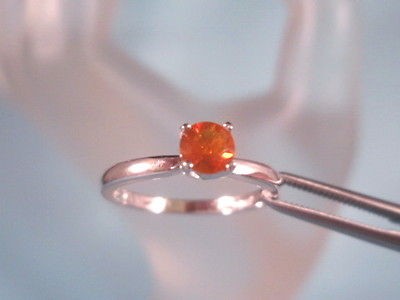   OPAL   Orange Pinky October Birthstone Sterling Silver Ring, Sz 3.5