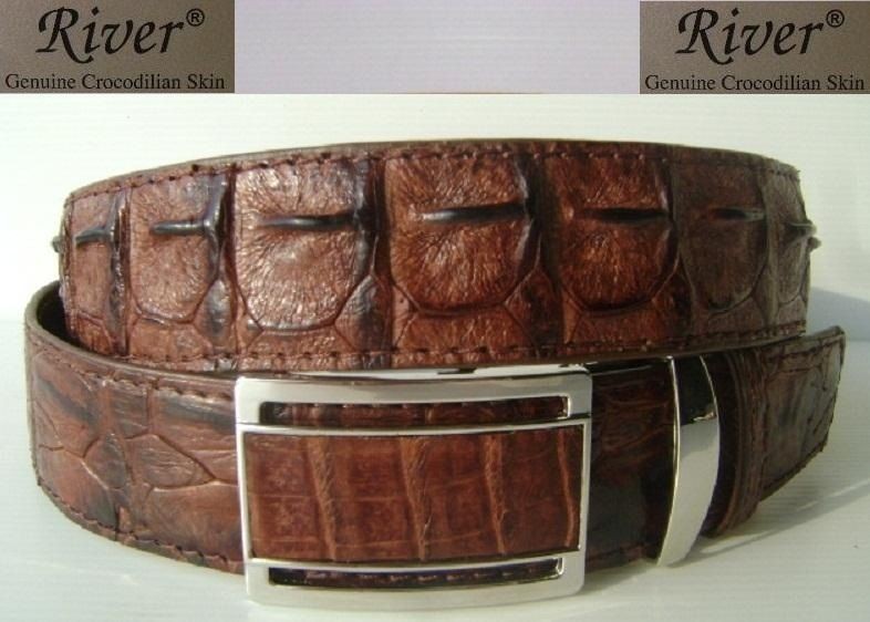   Genuine Crocodile Skin Big Bumps Backbome Skin Mens Leather Belt RIVER