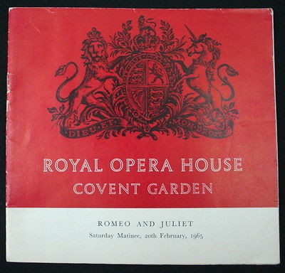 ROH ROMEO & JULIET Programme 20th February 1965 Merle Park David Blair 