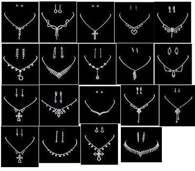   ,simp​le Wedding Set Necklace Earrings,Clear Rhinestone Crystal