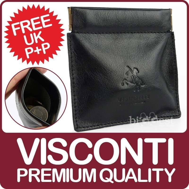 NEW Mens Quality LEATHER SNAP TOP COIN PURSE from VISCONTI 2 