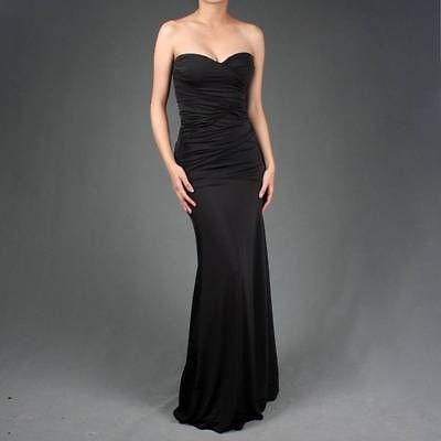 Black Women Designer Evening Formal Gown Maxi Dress M Size