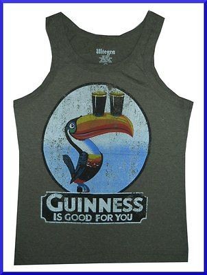 Men Shirt Tank Top Guinness Ireland Beer Irish Sz L Vintage Print Soft 