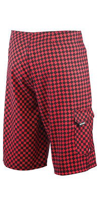 Santa Cruz Check Strip Board Shorts Sublimated Print Red Check