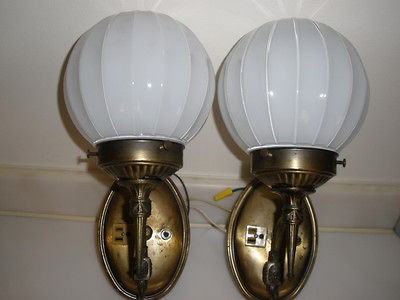 Vintage Globe Lights Electric Wall Sconces Pair