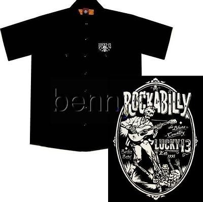 Rockabilly Zombie Guitar Work Shirt, Lucky 13