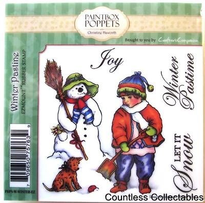   Pastime Paintbox Poppets Christmas Card Cling C. Haworth Rubber Stamp
