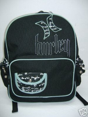 New Womens Girls HURLEY Black Blue Backpack School Book Bag