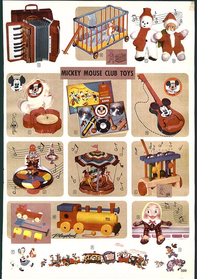 1956 57 AD Mickey Mouse Club Toys Record Player Guitar Rhythm Band