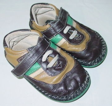 boys see kai run leather brown green shoes velcro 7