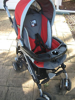 Full Size Peg Perego Red pliko3 Stroller w/ 2nd child foot stand**NICE 