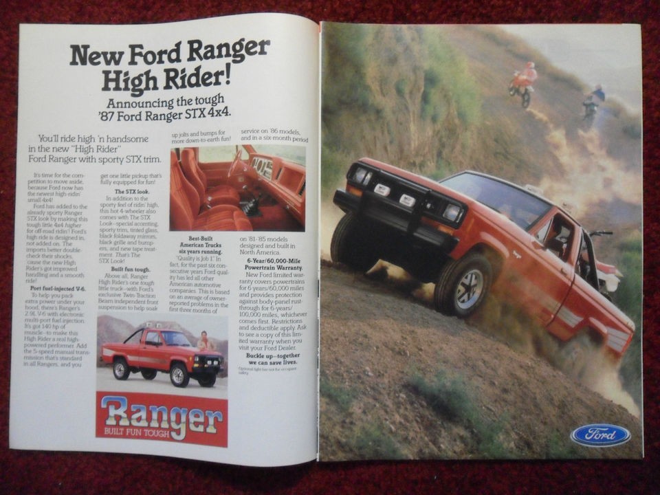 1987 Print Ad Ford Ranger STX 4x4 Truck Automobile ~ Build Fun 
