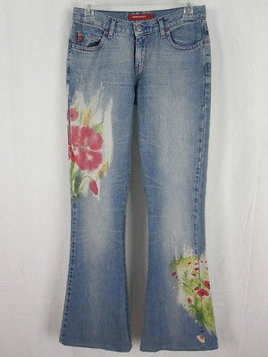 miss sixty light denim floral pattern jeans pants 25